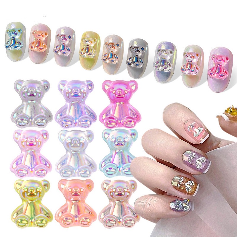 Rhinestone Crystal Cute Bear Shape 3D Assorted Styles 3 Sizes for DIY Nail  Decoration 12 Pieces